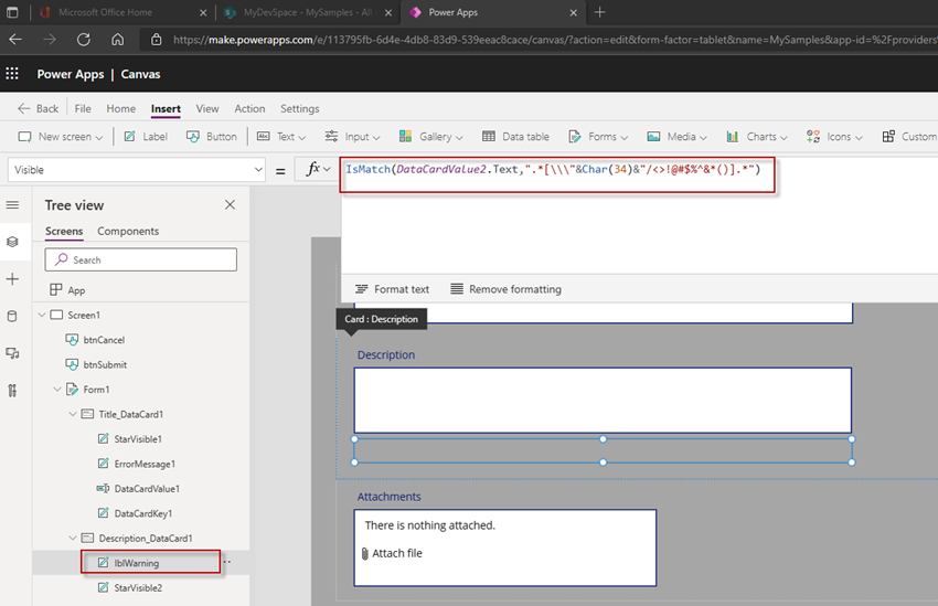 Prevent Special Characters in PowerApps Forms